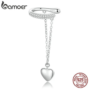 925 Sterling Silver Love Ear Cuff for Female