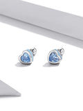 925 Silver Love Heart Stud Earrings Two Colors Fine Jewelry Wedding Gift