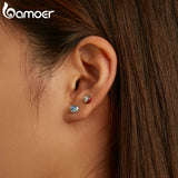 925 Silver Love Heart Stud Earrings Two Colors Fine Jewelry Wedding Gift