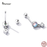 925 Silver Opal Ear Studs Earrings Cubic Zirconia Drop Earrings