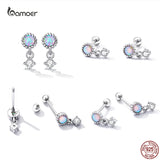 925 Silver Opal Ear Studs Earrings Cubic Zirconia Drop Earrings