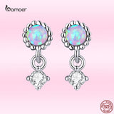 925 Silver Opal Ear Studs Earrings Cubic Zirconia Drop Earrings