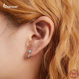 925 Silver Opal Ear Studs Earrings Cubic Zirconia Drop Earrings
