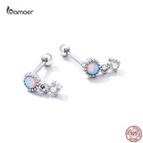 925 Silver Opal Ear Studs Earrings Cubic Zirconia Drop Earrings