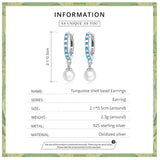 925 Silver Turquoise Shell Bead Drop Earrings Wedding Jewelry