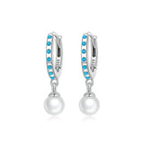 925 Silver Turquoise Shell Bead Drop Earrings Wedding Jewelry