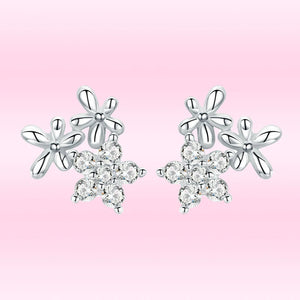 Rose Flower Stud Earrings 925 Sterling Silver Jewelry