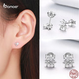 Rose Flower Stud Earrings 925 Sterling Silver Jewelry