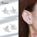 Rose Flower Stud Earrings 925 Sterling Silver Jewelry