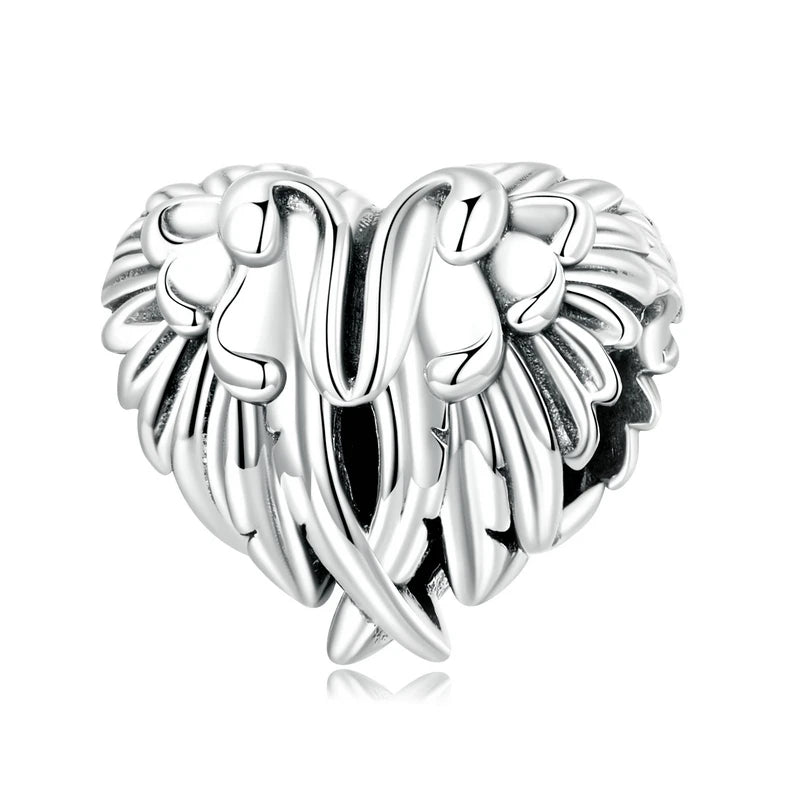 S925 Heart Wings Charms Beads Pendant For Women DIY Jewelry