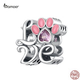 S925 Love Word Charms Beads Pink CZ Pendants Women DIY Jewelry