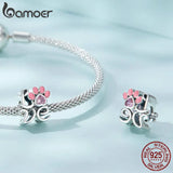 S925 Love Word Charms Beads Pink CZ Pendants Women DIY Jewelry