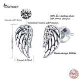 Angel Wings Earrings 925 Silver CZ Hypoallergenic Jewelry
