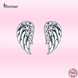 Angel Wings Earrings 925 Silver CZ Hypoallergenic Jewelry