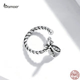 Bamoer Silver 925 Heart Rose Dragonfly Ear Clip Earring for Women