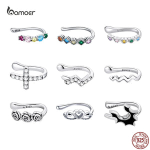 Bamoer Silver 925 Heart Rose Dragonfly Ear Clip Earring for Women