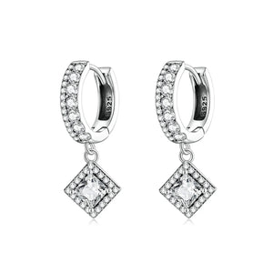 925 Silver CZ Drop Earrings for Women Wedding Jewelry