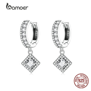 925 Silver CZ Drop Earrings for Women Wedding Jewelry