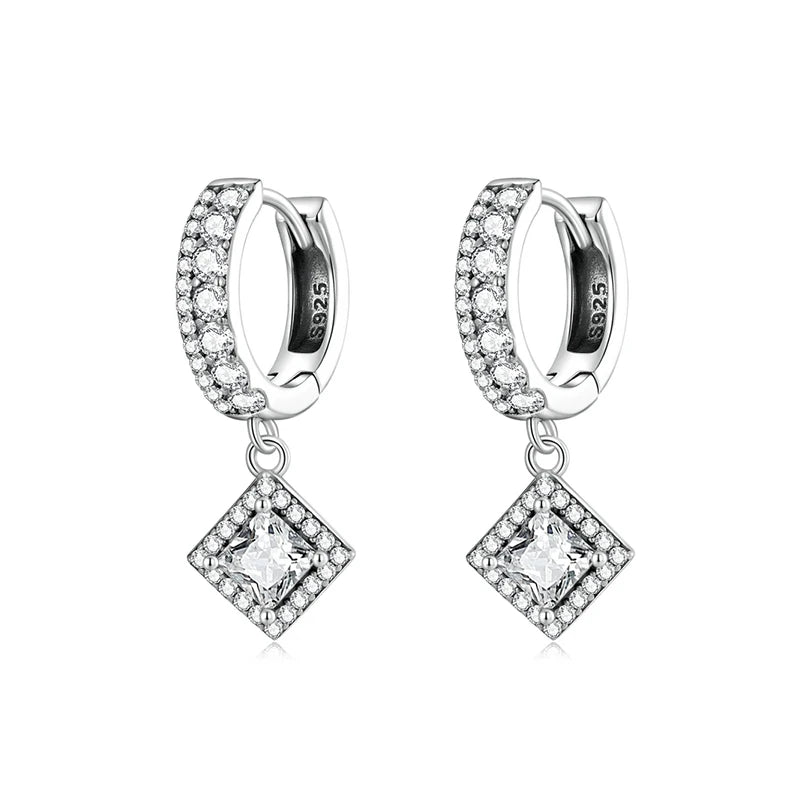 925 Silver CZ Drop Earrings for Women Wedding Jewelry