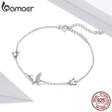Flying Butterfly Bracelet Silver 925 Lobster Clasp Chain Women OOTD