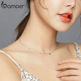 925 Silver Platinum CZ Heart Pendant Necklace