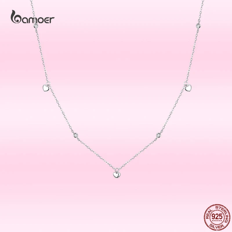 925 Silver Platinum CZ Heart Pendant Necklace