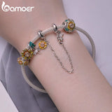 Sunflower 925 Silver Flower Charm Bead Pendant for Women DIY Jewelry