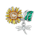 Sunflower 925 Silver Flower Charm Bead Pendant for Women DIY Jewelry