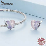 925 Silver CZ Heart Charm Pendant for Bracelet