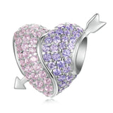 925 Silver CZ Heart Charm Pendant for Bracelet