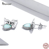 Opal Heart Earrings 925 Silver Studs for Women Party Jewelry