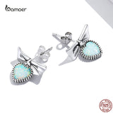Opal Heart Earrings 925 Silver Studs for Women Party Jewelry