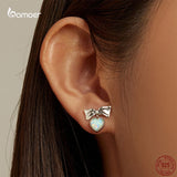 Opal Heart Earrings 925 Silver Studs for Women Party Jewelry