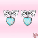 Opal Heart Earrings 925 Silver Studs for Women Party Jewelry