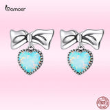 Opal Heart Earrings 925 Silver Studs for Women Party Jewelry