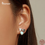 Opal Heart Earrings 925 Silver Studs for Women Party Jewelry