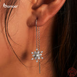 Snowflake Stud Earrings 925 Sterling Silver Winter Party Jewelry