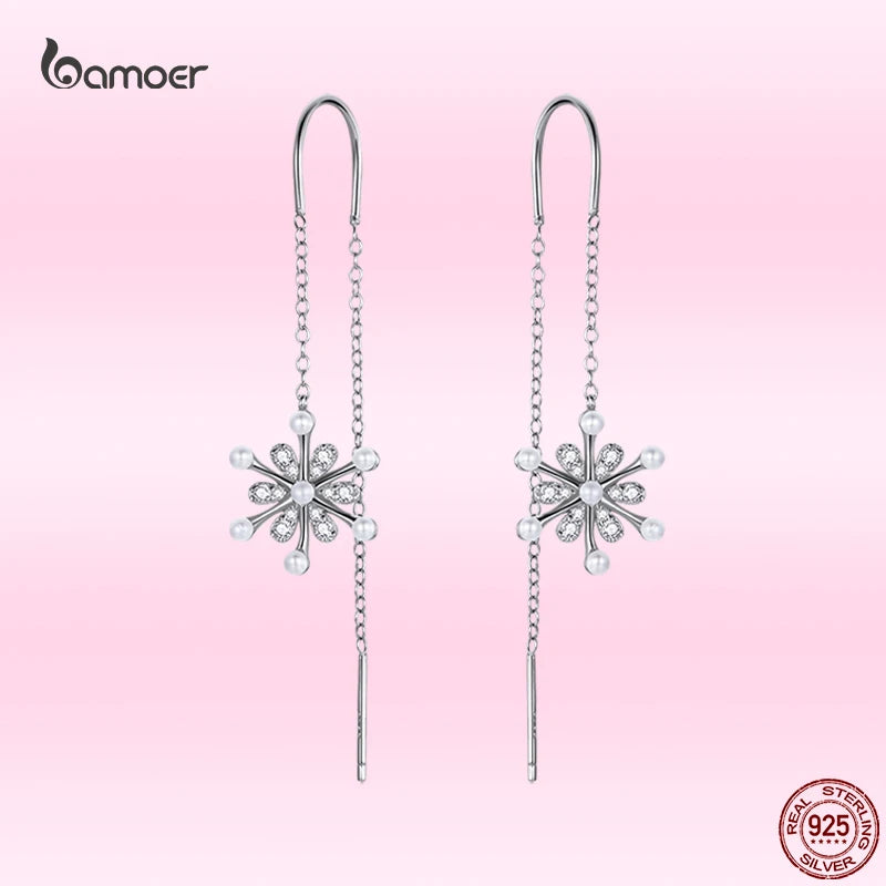 Snowflake Stud Earrings 925 Sterling Silver Winter Party Jewelry