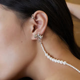 925 Silver Flower Cuff Earrings for Brides Wedding Jewelry