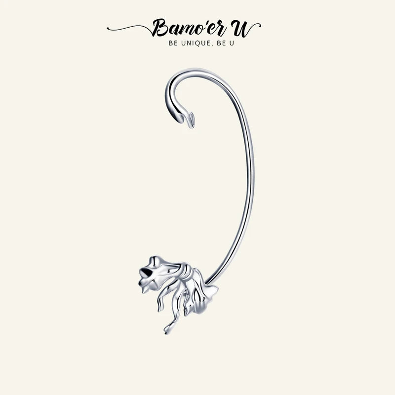 925 Silver Flower Cuff Earrings for Brides Wedding Jewelry