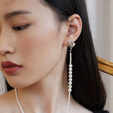 925 Silver Flower Cuff Earrings for Brides Wedding Jewelry