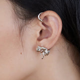 925 Silver Flower Cuff Earrings for Brides Wedding Jewelry