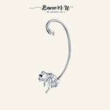 925 Silver Flower Cuff Earrings for Brides Wedding Jewelry