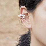 925 Silver Lace Fringe Cuff Earring Mono Ear Stud Bridal Wedding Gift