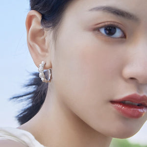 925 Silver Long Chain Ear Clip Tassel Hoop Earrings