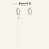 925 Silver Long Chain Ear Clip Tassel Hoop Earrings
