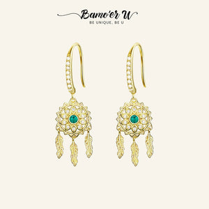 925 Silver Plated Dream Catcher Earrings for Girls