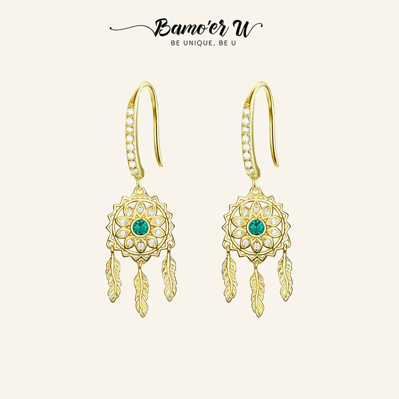 925 Silver Plated Dream Catcher Earrings for Girls