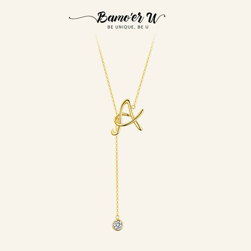 925 Silver Plated Letter A Necklace for Girls Birthday Gift