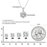 1CT Moissanite Necklace Round Beads Circled Pendant 925 Sterling Silver